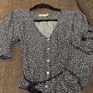 Faherty Orinda Floral tie waist button up mini dress in XS